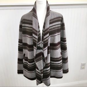 Savile Row Wool Blend Buckle Front Cardigan Large